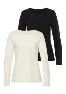 Рубашка LASCANA с длинными рукавами из структурированной ткани, черный