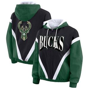 Женская черно-зеленая куртка-ветровка Milwaukee Bucks с капюшоном и молнией Wear By Erin Andrews