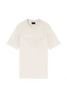 Футболка с круглым вырезом и тисненым логотипом EMPORIO ARMANI, бежевый