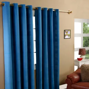 Шторы на люверсах HOMESCAPES, цвет "Раджпут", синие, комплект из 2 шт., 140 x 140 см Homescapes