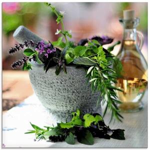 Стеклянная картина Artland Gesunder Kräutermix im Mörser, 40x40x2 см, коричневый