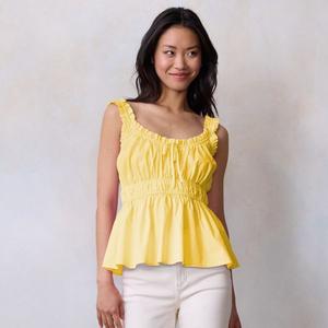 Женская майка-бэбидолл со сборками Lc Lauren Conrad, цвет yellow white chip