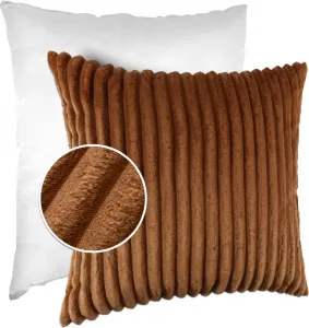 Декоративная подушка LILLI BIG CORD велюр с застежкой-молнией 40x40 см Однотонная UNI лиса красная Подушка для дивана, простая в уходе