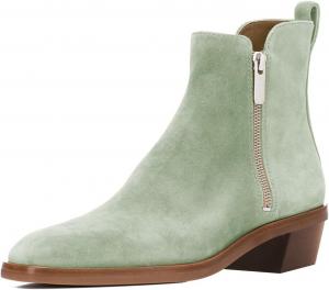 Женские ботильоны FOWT с квадратным носком, на щиколотку, с массивным низким каблуком, короткие ботинки, молния с обеих сторон, обувь для повседневной носки, размеры 4-16 US, Light Green