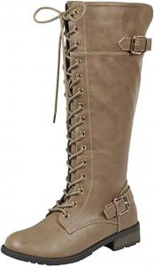 Женские высокие сапоги до колена Mango 27 с пряжками для верховой езды Forever Link, Taupe