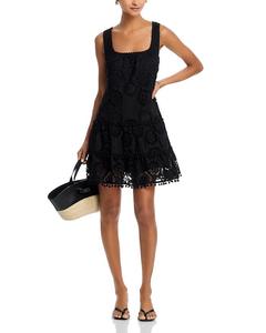 Вязаное платье-трапеция с ярусами - эксклюзив AQUA, черный