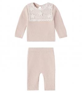 Комплект Baby Lucette из хлопкового свитера и штанишек Bebe Organic, Earthy