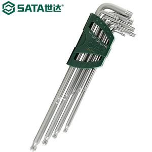 SATA 09716 Набор шестигранных ключей Torx Набор отверток с шаровой головкой в форме цветка Удлиненная L-образная отвертка S2 Набор из 9 предметов из легированной стали T10-T50