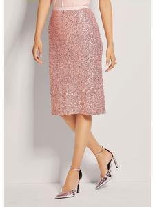 MADELEINE Узкая юбка-карандаш с двусторонними пайетками бледно-розового/пудрово-розового цвета