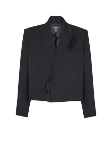 Жакет из ткани грен де пудр Balmain, черный