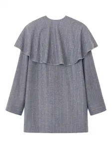 Платье в тонкую полоску с оборками GANNI, серый