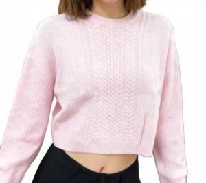 Aqua Свитер с длинными рукавами и фактурной поверхностью, розовый