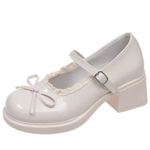 NX DOUGHNUT Женские туфли Мэри Джейн на массивном каблуке бежевые, цвет Beige