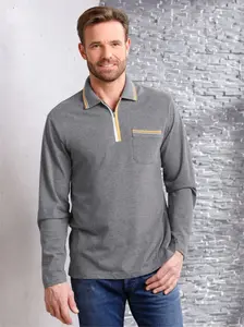 Классическая рубашка-поло с длинными рукавами "Poloshirt" Classic, цвет Grau-Meliert