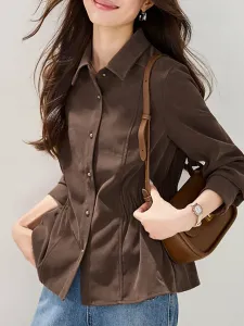 Блузка-рубашка со сборками на талии, женский топ Doux Belle, цвет Dark Brown