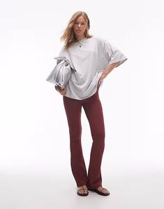 Узкие расклешенные брюки Topshop бордового цвета