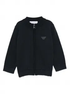 Кардиган на молнии с логотипом Emporio Armani Kids, синий