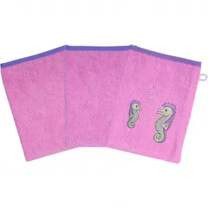 Мочалка Морской конек, набор из 3 шт., с вышивкой Wörner, сиреневый