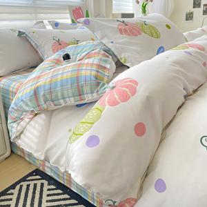 AVIVI Комплект постельного белья 4 предмета, простыня 200 см, пододеяльник 200x230 см, цвет крем-тыква