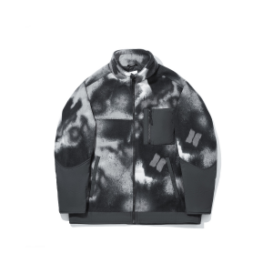 Мужская бархатная куртка Li Ning с принтом по всей поверхности, воротником-стойкой средней высоты., all over print