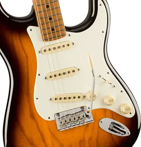 Электрогитара Fender American Professional II Stratocaster, ладовая дека из жареного клена, юбилейный двухцветный солнечный взрыв с футляром Deluxe Molded