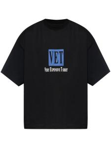 Футболка из хлопка с логотипом VETEMENTS, черный