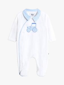 Детский комбинезон на ножках с аппликацией из велюра в стиле трактора JoJo Maman Bébé, White
