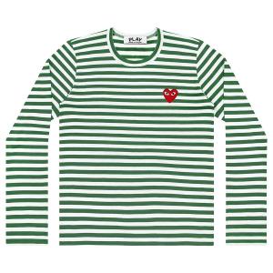 Полосатая футболка Comme des Garçons PLAY Зеленый/Белый