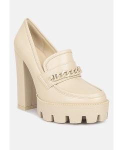 Женские массивные лоферы CORINNE, украшенные цепочкой Rag & Co, коричневый/бежевый