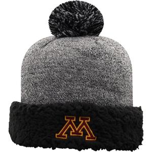 Женская плотная вязаная шапка Top of the World Minnesota Golden Gophers черного цвета с помпоном