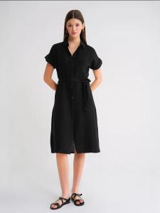 MixRay Платье-рубашка в черном цвете