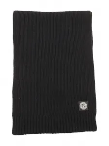 Шарф в рубчик с нашивкой-логотипом Stone Island Junior, черный