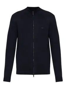 Кардиган с застежкой-молнией спереди и высоким воротом EMPORIO ARMANI, синий