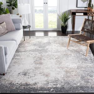 Ковер SAFAVIEH, 244 x 305 см, - коллекция Aston - большой - Grey & Ivory, современный абстрактный дизайн, не линяет и легко чистится, идеально для гостиной, спальни, офиса, столовой (ASN707F)