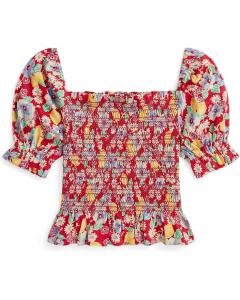 Топ Polo Ralph Lauren Kids Floral Smocked Cotton Jersey Top, цвет Lemon Floral W/Riverside