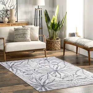 Ковер Emilia Tropical Reverisble Area Rug nuLOOM, 122x183 см, морской/серый