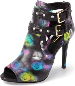 Женские шикарные ботильоны XYD с открытым носком, высокие каблуки, застежка на пряжку, двойные ремешки, вырезы, модная обувь для вечеринок, Illusive Rose