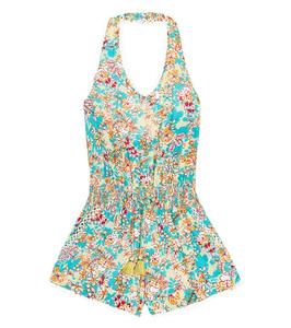 Комбинезон beth с цветочным принтом Poupette St Barth Kids, зеленый