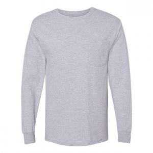 Футболка Hanes Workwear с длинным рукавом и карманом, цвет light steel