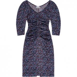 Собранное платье миди из сатина GANNI, фиолетовый