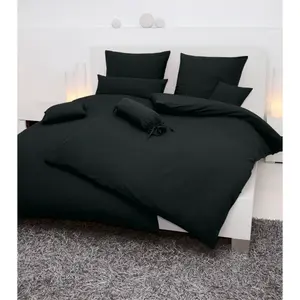 Постельное белье Janine «PIANO 0125», из мягкого хлопка, из 100 % хлопка, с застежкой-молнией, легкое в уходе, тонкая нить, не гладить, регулирует температуру, сертифицировано MADE IN GREEN, черный