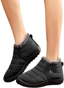 Женские зимние сапоги с мехом, удобные с флисовой подкладкой, противоскользящие, на щиколотку, водонепроницаемые, теплые ботинки для зимы Generic, #A05-Black