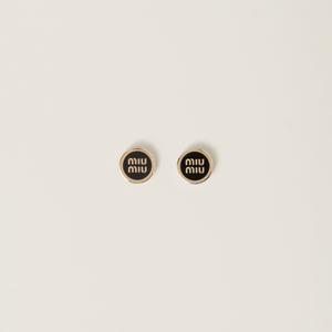 Серьги из металла с эмалью MIU MIU, черный