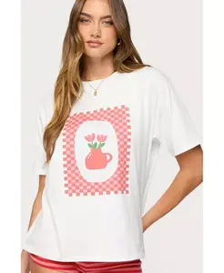 Женская футболка большого размера с цветочной вазой Edikted, белый
