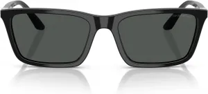 Женские солнцезащитные очки Emporio Armani EA4239U, универсальная посадка, прямоугольной формы, Shiny Black/Dark Grey