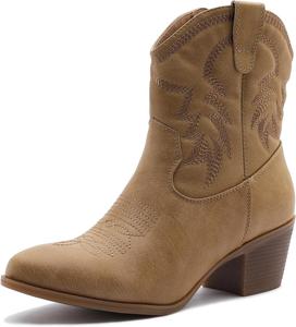 Женские полусапожки GLOBALWIN вестерн-ковбойские, модные ковбойские сапоги для женщин с низким каблуком, 22Yy10 Kahki