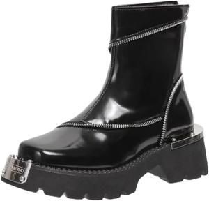 Женские ботильоны - толстая подошва увеличивает рост, модный квадратный носок, подходят для носки на улице Fusecottc, Black