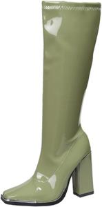 Женские ботфорты BORAMAX с застежкой-молнией, на массивном каблуке, низкий танкет, квадратный носок, платформенные, в стиле милитари (широкие голенища), Green