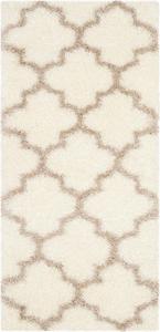 Ковер SAFAVIEH, 69 x 153 см, Montreal Shag Collection, Ivory & Beige, узор Trellis, без ворсоотделения и простой в уходе, идеален для помещений с высокой проходимостью: прихожей, гостиной, спальни (SGM832F)