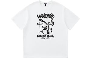 Свободная повседневная футболка с круглым вырезом и короткими рукавами Unisex ALang Studio, 2 шт (Белый+Белый)